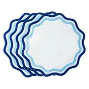Misette Colorblock Embroidered Linen Placemats, Set of 4