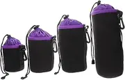 HOMSFOU 4pcs Camera Lens Bag SLR Lens Pouch Lens Storage Pouch Camera Lens Storage Bag Camera Lens Pouch Camera Lens Case Waterproof Storage Bags Lens Protector Pouch Lens Bags Purple Sbr