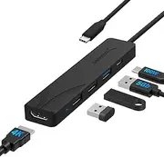 SABRENT Multi-Port USB Type-C Hub with 4k HDMI | Power Delivery (60 Watts) | 1 USB 3.0 Port | 2 USB 2.0 Ports | for PS5, PC, MacBook (HB-TC5P)