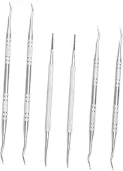 Gogogmee 6-piece Nail Cleaner Kit Includes Cuticle Remover Spoon Pusher File Stainless Steel Silver