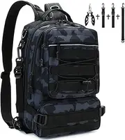 NUFR Fishing Tackle Backpack Storage Bag, Outdoor Shoulder Backpack, Water-Resistant Fishing Gear Bags with Rod Holder and Stainless Steel Fishing Plier (Standard(14.5 * 9 * 5.5 inch)-Black Camo)