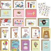 20 PCS Birthday Cards,Blank Happy Birthday Card Assortment, With Envelopes and Matching Sealing Stickers,for Family, Kids, Friends, Work & Office Celebrations