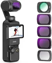 Amazear Filters Kit for DJI Osmo Pocket 3 Accessories, Black Mist Diffusion 1/4, CPL, ND16/ND64/ND256 Filters with HD Optical Glass, Magnetic Attachment, Thin and Stackable (5 Pack)