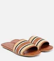 [Hogan] Hogan Striped leather-trimmed slides AU 8 multicoloured
