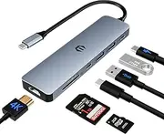 USB C Hub, TOTU 7-in-1 USB C Hub Expand Your Laptop's Capabilities with Featuring Dual Display Ports, Card Readers, USB 3.0, and 100W Power Delivery