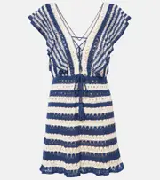 [Anna Kosturova] Anna Kosturova Farrah crochet cotton minidress AU 12 blue