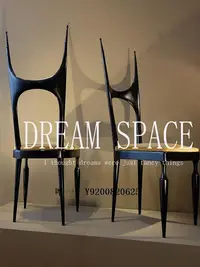 在飛比找Yahoo!奇摩拍賣優惠-桃子家居中古實木餐椅現代簡約軟包樣板間會所高背椅家用異形裝飾