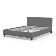 Milano Single Sienna Luxury Platform Compact Bed Frame w/ Headboard M2 Grey