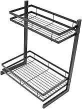 Black Spice Rack,34x20.5x39.3cm Double Layer Iron Detachable Seasoning Rack Spice Storage Holder for Kitchen Bathroom