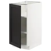 METOD base cabinet with shelves, white/Lerhyttan black stained, 40x60x80 cm