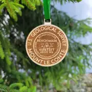 Mount Le Conte Ornament Christmas Benchmark Tennessee Wood USGS Engraved 3.1" TN