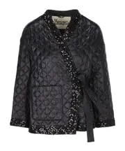 Herno Quilted Sequin Embellished Tied-Waist Jacket IT40,IT44,IT42,IT46 black