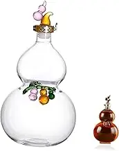 PEPLAYTAL Creative Gourd-Shaped Glass Wine Bottle Artistic Drinking Container for Wine Whiskey Juice Decorative Liquor Bottle Unique Stable Design