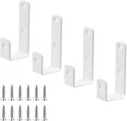 Pastlla 4 Pcs Heavy Duty Iron J Hooks, PVC Coated Metal Bunk Bed Replacement Hardware Brackets Wall Hooks with Screws, for Garage, Shed, Basement, Kitchen and Bathroom(White)