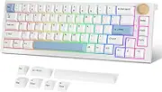 FANTECH MAXFIT67 3-Mode Custom Mechanical Gaming Keyboard RGB Backlit, 65% (67-Key) Hot Swappable Bluetooth/2.4G Wireless/Type-C Wired South Facing Mechanical Keyboard, Kailh White Switch, Off-White