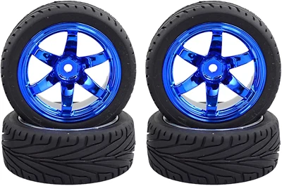 4PCS 1:10 RC Tires and Plastic Wheels Rims for 1/10 Scale on Road Touring Racing
