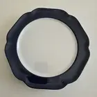 Set 4 BLUE Scalloped With White Base Melamine 11” Dinner Plates Rachel Zoe
