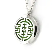 CHINESE LONGEVITY Design Aromatherapy Essential Oil Diffuser Necklace - 30mm Silver - Free Chain - Mothers Day Gift Idea