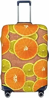 [CADREWY] lemons and oranges Print Travel Suitcase Cover Luggage Protector with Elastic Anti Scratch for Carry On, Black, Large