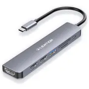 LENTION 7 in 1 USB C Hub with 100W Charging, 4K HDMI, Dual Card Reader, USB 3.0 & 2.0 Compatible iPhone 15 Series, MacBook Pro, New Mac Air/Surface, Chromebook, More(CB-CE18, Space Gray)