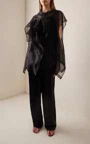 [Khaite] Santana Draped Silk-Organza Top