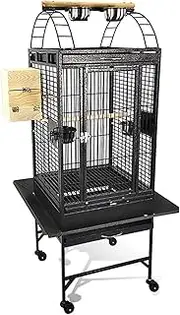 Bird Supplies Bird Carrier Big Parrot Macaw Canary Metal Breeding Cage Large Bird Cage with 4 Pulleys for Easy Movement Black Color Bird Playground