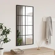 Minimalistic Aesthetic Wall Mirror - Black Frame, 40x80 cm Rectangle, Durable Iron, Versatile Vertical & Horizontal Installation - Perfect for Bedroom, Hallway