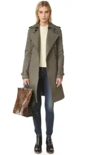 NWT Rebecca Minkoff Amis Grommet embellished Trench Army/Olive Coat Jacket $498