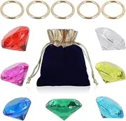 ZCYSRLQIN 12 Pcs Chaos Emeralds Gold Round Ring Set Acrylic Diamond Gemstone Jewelry Alloy