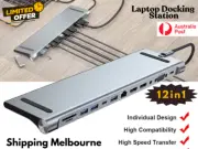 12 in 1 Laptop Docking Station Type-C Dual HDMI Hub Adapter USB 3.0 VGA PD SD TF