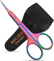 Cuticle Scissors, Eyebrow False Eyelashes Mustache Facial Nose Ear Hair Grooming Multi-Purpose Beauty Scissors, Small Manicure Pedicure Curved Extra Sharp Fine Blades Professional Shears for Men Women