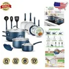 Professional 14-Piece Non-Stick Cookware Set - Elegant Design for All Cooktops