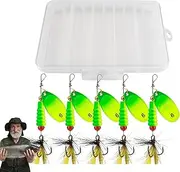 Bass Spinner Baits | Sequin Lures with Feathered Hooks | 5X Spinnerbait with Tackle Box, Crankbaits Fishing Accessories for Freshwater Saltwater