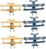 SHINEOFI 6pcs Airplane Decoration: Retro Aircraft Model for Home Office Desk Kids Room Party Favors - Vintage Biplane Model for Collectors