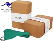 Yoga Block plus Strap with Metal D-Ring Yoga Brick Cork Yoga Block 6 Colors