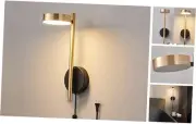 Plug in Wall Sconces, Modern Wall Lamps for Bedroom, Gold Wall Light with