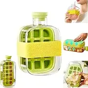 My Crush Cup Ice (17/28 oz) 2 in 1 Ice Cube Bottle, ouch Free Ice Cube Trays with Lid, Ice Cube with Straw, Portable Touch Free Ice Cube Trays,for Freezer Making (Green,500ml)