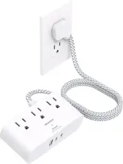 Flat Plug Power Strip 6 Ft, HANYCONY Ultra Thin Flat Extension Cord, 3 Outlets 3