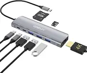 8 in 1 USB C Hub, USB C Multiport Dongle with 4K HDMI, USB C Data Port, 3 USB 3.0, 100W PD, SD Card Reader Compatible iPhone 15 Series, New MacBook Pro/Mac Air, iPad, More Type C Devices