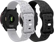(2 Pack) T Tersely 20mm Leopard Engraved Silicone Watch Band for Garmin Vivoactive 6/5/3/Music/Venu/SQ/SQ2/2 Plus,Vivomove Luxe/Style/Trend, Forerunner 55/158/245/645,Sport Straps for Garmin
