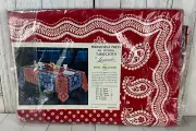 NOS Vintage Tablecloth Leacock BANDANA Red White Blue 52" x 106" Rectangle RARE
