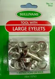 8mm Silver Metal Eyelets with Tool (14 Pack)