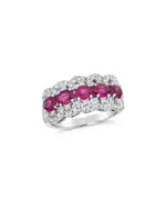 Bloomingdale's Fine Collection Ruby & Diamond Triple Row Ring in 14K White Gold