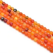 Asingeloo 3mm Faceted Natural Dark Orange Agate Stone Beads for Jewelry Making Round Gemstone Beads Loose Spacer Beads 15" a Strand