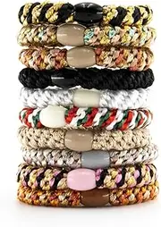 Yeria Pack of 10 Hair Bobbles for Girls, Multicoloured Braided Elasitc Hair Tie, High-Quality Elastic Hair Bands, Fashion Hair Bobbles for Women, Girls and Children