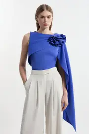 Tall Scuba Drama Ruffle Rosette Top