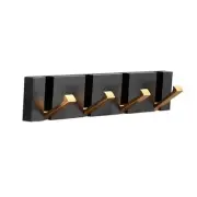 Wall Mounted Coat Rack Metal 70 Degree Towel Hanger T1 4 Hooks Black Gold
