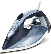 Philips Azur 7000 Series Steam Iron - 2800 W, 50/min Continuous Steam, 250 g Steam Gain, Vertical Steam, SteamGlide Plus Solar Plate, Louros/Cotton Blue (DST7020/20)