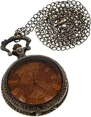 [SAFIGLE] 1Pc Vintage Pocket Watch with Embossed Design Retro Hanging Watch Antique for Men and Women Father Day