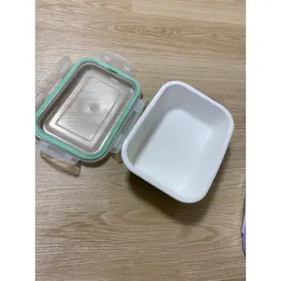 三入組）二手玻璃保鮮盒 分隔保鮮盒 圓形保鮮盒 食物分裝 耐熱耐冷 便當盒 可微波 可蒸煮